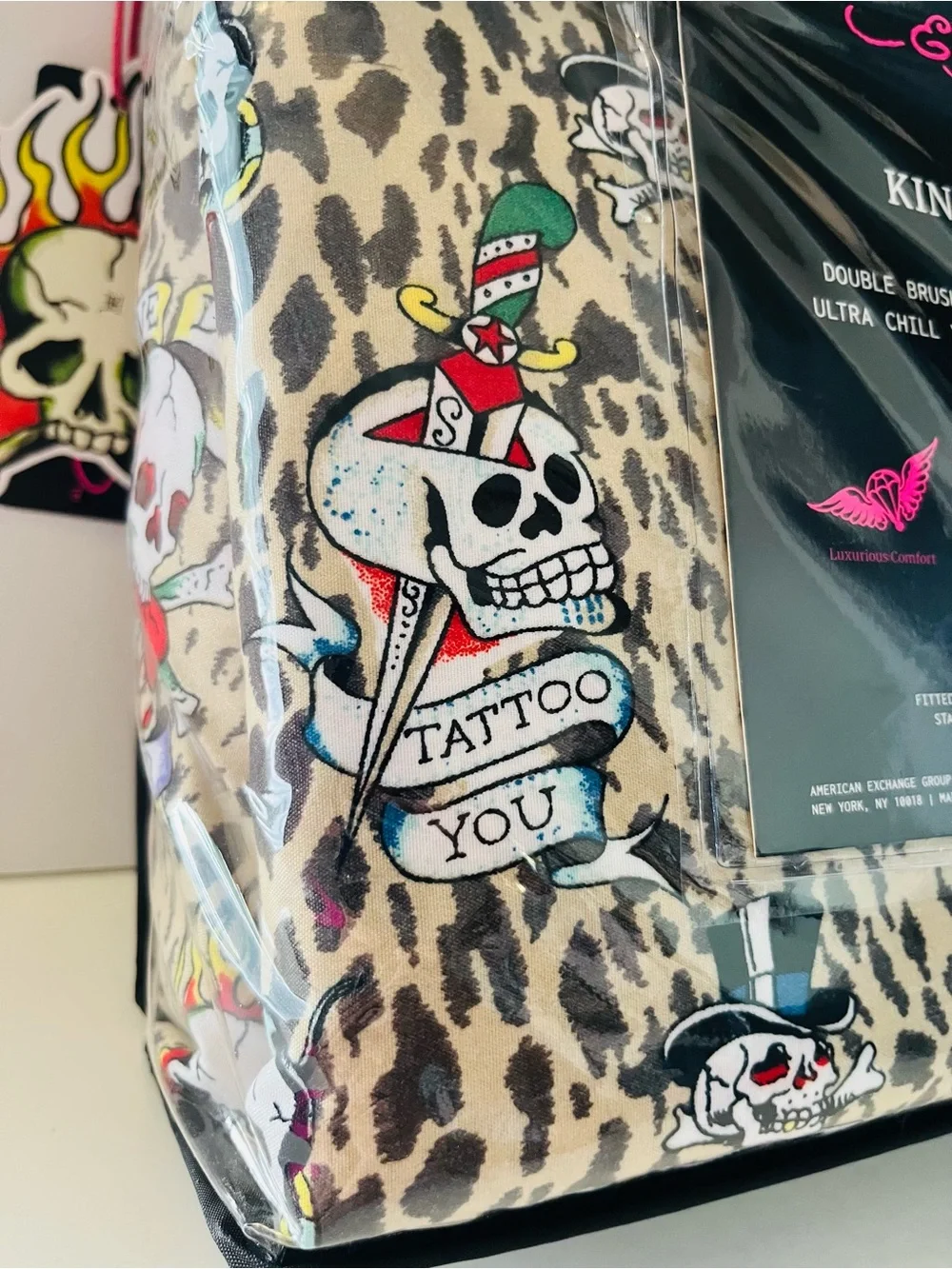 Ed Hardy 6 Piece King Size Sheet Set Tattoo You Leopard Print Skulls New York